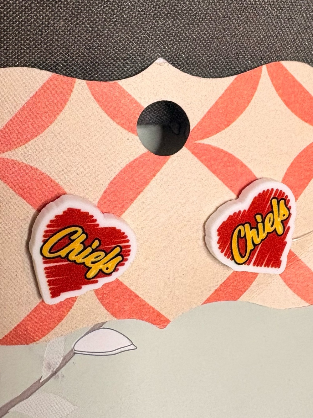 Red Heart 'Chiefs’ Stud Earrings (KC Football Fans)
